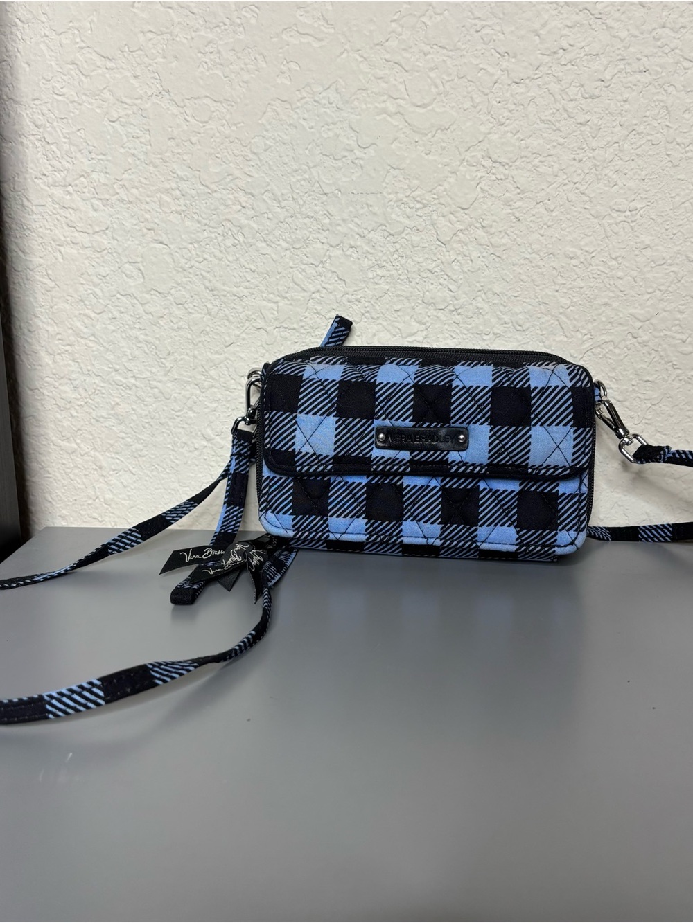 Vera Bradley Alpine Check Blue Plaid All In One Crossbody Wallet
